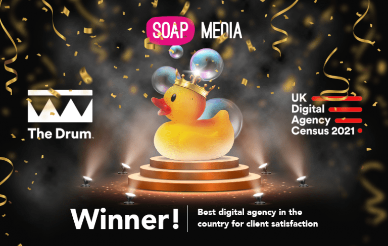 Soap Media recognised as the UK’s number one agency for client satisfaction by the Drum