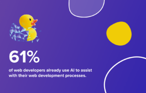 Statistic image: 61% of web developers already use AI to assist with their web development process.
