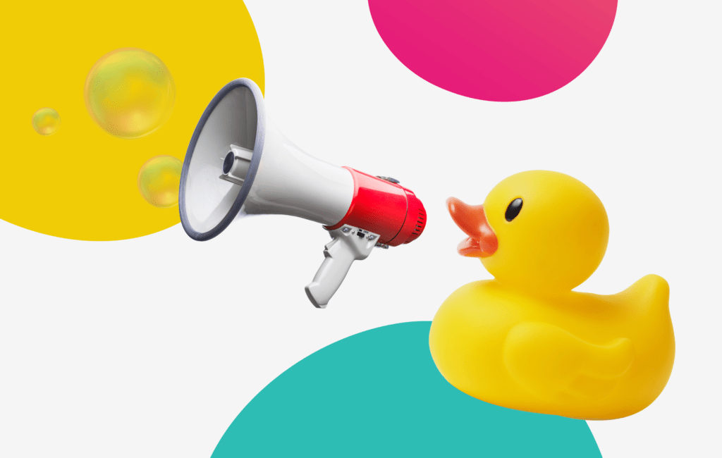 A duck with a PR megaphone