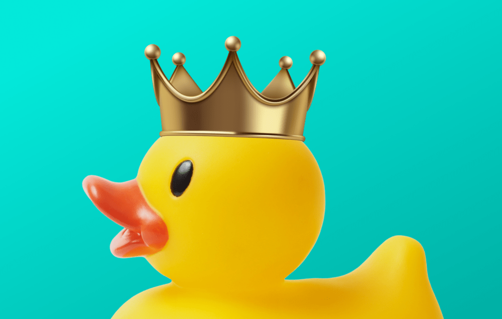 A duck with a crown